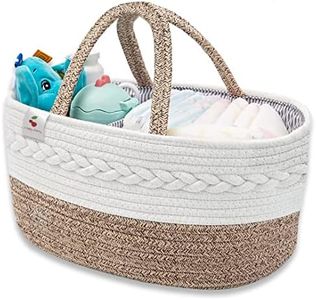 a baby cherry Cotton-Diaper Baby Products Caddy|Baby Bags For Newborn|Diaper Caddy Bag Organizer Large Capacity(40 * 28 * 20Cm)|Nursery Storage Bin And Car Organizer For Diapers And Baby Wipes(Brown)