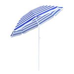 The Magic Toy Shop Garden Beach Patio Tilting Tilt Multi Coloured Umbrella Parasol Sun Shade Protection UPF40 (Blue Striped)