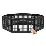 IRIS USA 24" Exercise 6-Panel Pet Playpen with Door, Dog Playpen For Puppy Small Dogs Keep Pets Secure Easy Assemble Easy Storing Customizable Non-Skid Rubber Feet, Black