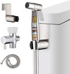 Handheld Bidet Sprayer with 2 Replacement Filters for Toilet, Muslim Shower for Feminine Wash & Cloth Diaper Washer, Stainless Steel Adjustable Water Pressure with Bidet 4ft Hose Set, Brushed Nickel