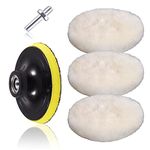 Wool Buffing Pad, 5Pcs 6 inch Car Polishing Pad Set Drill Polishing Kit Waxing Pads Car Buffer Soft Wool Bonnet Pad for Painted Metallic Surfaces Car Truck Bike with M14 Drill Adapter