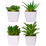 4 PCS Artificial Plants, Mini Fake Succulent Plants Potted, Artificial Plastic plants Indoor, Faux Plants for Bathroom Bedroom Office Table Home Deco