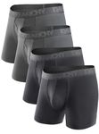 DAVID ARCHY Men's Underwear Breathable Bamboo Rayon Super Soft Trunks with Fly in 4 Pack (L, Black/Dark Gray - 5.5 inch in 4 Pack)