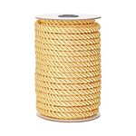 PH PandaHall 8mm 20 Yards Twisted Cord Trim Gold Decorative Rope Thread Silk Ropes Honor Cord Satin Shiny Cord for Sewing Curtain Tieback Upholstery Graduation Christmas Garland Handbags Handles