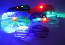 12/pk Slotted & Shutter Shades Light Up Unisex Flashing Glasses For Adults & Children Party Event With Push On/Off Button for All Occasions