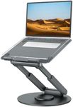 tounee Telescopic Laptop Stand for Desk with 360° Swivel Base, Sit to Stand, Height Adjustable, Portable Riser Holder for Good Posture, Compatible with MacBook Pro, All Laptops 10-17"