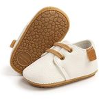 RVROVIC Baby Boys Girls Sneakers Anti-Slip Oxford Loafer Flats Infant Toddler PU Leather Soft Sole Baby Shoes(0-6 Months Infant,1-White)