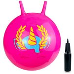 Ynanimery Space Hoppers for Kids, 18 Inch Pink Unicorn Space Hopper with Handle, Hopper Ball with Pump for Boys Girls Age 3 4 5 6 7 8 Indoor and Outdoor Garden Game