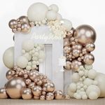 PartyWoo Retro White Balloons, 138 pcs Champagne Gold and White Sand Balloons Different Sizes Pack of 18 Inch 12 Inch 10 Inch 5 Inch for Balloon Garland Arch as Birthday Decorations, Party Decorations