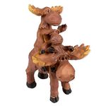 Stacked Moose Family 4.5 x 4.5 x 6 Inch Resin Crafted Tabletop Figurine