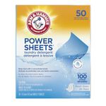 ARM & HAMMER Laundry Detergent Power Sheets - Quick Dissolve Strips - Up to 100 Loads - Convenient, Plastic Jug-Free Packaging - Fresh Linen Scent - 50 count