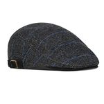 besbomig Mens Tweed Flat Cap Driving Hat Newsboy Cap - Adjustable Fashion Newsboy Irish Beret Hat, Spring Autumn Winter, 55-59CM