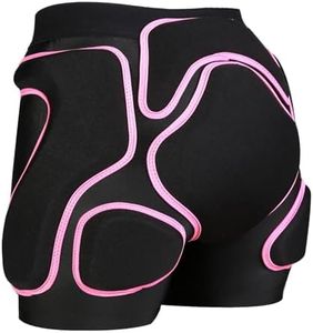 3D Protection Padded Shorts, Hip Butt Tailbone Crash Pad Pants, Impact Protective Gear for Figure Skating Snowboarding Ski Roller Skateboard (Pink, X-Small)