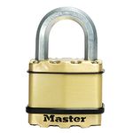 MASTER LOCK Very High Security Padlock, Security level 9/10, Outdoor, Keyed, Laminated Steel/ Brass Finish, Weatherproof, Large Shackle