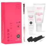 RB RENATA BEAUTY Brow Tint Kit – Eyebrow Tint Set – Dye Kit with Color Tint, Cream Developer and Styling Brush – Long-Lasting Effect Up to 4 Weeks – 30 Applications [Graphite]