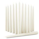 Candwax 12 inch Taper Candles - Dripless and Smokeless Candle Unscented - Slow Burning Candle Sticks are Perfect As Thanksgiving Taper Candles - Ivory Candles 12pack