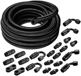 EVIL ENERGY 10AN Fuel Line Kit, 10AN Nylon Braided Fuel Line Hose with 24PCS Fittings Kit CPE Fuel Hose 20FT
