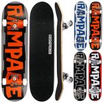 Rampage Skateboard Block Logo Red Skateboard for Kids - Skateboard for Kids, Boys, Girls and Teens Ideal Pro Skateboard for Beginners Learning Stunts.