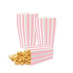 ISKYBOB 24 Pack Mini Striped Popcorn Boxes Containers, Paper Popcorn Chicken Bags for Carnival,Party,Movie (Pink)