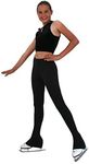 ChloeNoel P23-2 Contrast Waist Figure Skating Pants, Girls Womens, Black, Adult Medium