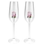 DOERDO DD Wine Glasses Set of 2, Red Wine Glass with Rose Inside, Crystal Champagne Flute Rose Flower Goblet Cocktail Cup