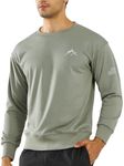 NORTHYARD Men's Crewneck Sweatshirt Long Sleeve Cotton Pullover Moisture Wicking Comfortable Casual Sweatshirts for Men STONEGREEN L