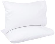 Amazon Basics 400 Thread Count Cotton Pillow Cases, Standard, Set of 2, White, Pillows Not Included