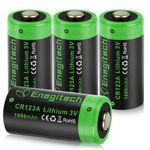 Enegitech CR123A 3V Lithium Battery, 123 3 Volt Disposable Lithium Battery, for Entry Sensor Door Lock Home Security Devices Flashlight Home Automation High Power Long-Lasting 4 Pack