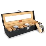 LEDO Unisex Watch Box in 6 slots of Watches with Transparent Look Black & Cream color Velvet