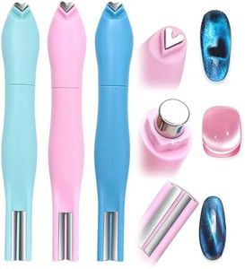 3D Cat Eye Nail Magnet Tool with Detachable Head, Special Snake Skin and Heart Pattern Magnetic Stick for Gel Polish Nail Art (D)