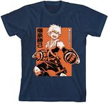 Bioworld My Hero Academia Katsuki Bakugou Boy's Navy T-Shirt-XS