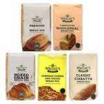 Wright's Baking Bread Mix Selection Pack - Premium White, Farmhouse Wholemeal, Mixed Grain, Cheddar Cheese & Onion, Classic Ciabatta (One of Each 500g Pack)