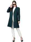 CHKOKKO Winter Wear Single Breasted Solid Long Coat for Women BottleGreen 3XL