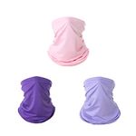 Newmoon 3 pieces Balaclava Face Mask, Summer Cooling Neck Gaiter, UV Protector Motorcycle Ski Scarf for Men/Women, Light Purple,pink,deep Purple, 9.6*17.7*9.5in