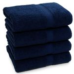 Pack of 4 Bath Towels 100% Egyptian Cotton Towels Set Super Soft and Highly Absorbent Towels 500 GSM (Navy Blue)