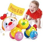 CubicFun Baby Toys 6-12-18 Months Development - Press and Go Inchworm Crawling Toys for Babies, Musical Flash Toddler Toys for 1 2 Year Old Boys Girls Gifts for 6 Months+