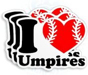 (3Pcs) I Love Umpires Sticker for Catcher's Helmet Mask Sticker 3" Funny Umpire Baseball Softball Waterproof Vinyl Die-Cut Stickers Gifts Sport Hard Hat Sticker Decor Gift for Kids Boys Men 3 Inches