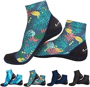 OMGear Water Socks Beach Sand Volleyball Socks Wetsuit Fins Booties Aqua Shoes Anti-Slip Dive Socks Ultra Stretch for Snorkeling Swimming Surfing Scuba Diving Spearfishing Kayaking (Leaf, S)