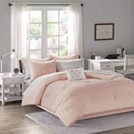 Intelligent Design Tufted Embroidered Comforter with Sheet, Season Bedding Set, Microfiber, Pink, Full