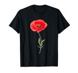 Red Poppy flower, Red Botanical Poppies, Poppy T-Shirt