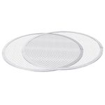 Argon Tableware 2X 14 Inch Aluminium Pizza Tray - Large Non Stick Metal Mesh Kitchen Oven Cooking Baking Pan Rack Accessories for Crisper Base