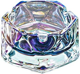 Glass Ashtray for Cigarettes, Tabletop Ashtray and Modern Decoration for Home Office Bar Restaurant Indoor Outdoor (Multicolored Small Size)