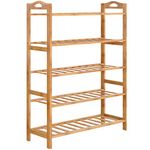 HOKIPO 5 Tier Bamboo Slipper Stand Chappal Storage Organizer Shoe Racks Utlity Racks, 90 x 69 x 25 cm (AR2938)