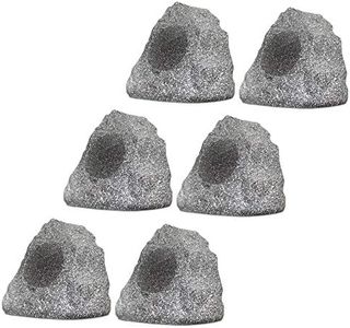 Theater Solutions Weatherproof Outdoor Granite Rock 6 Speaker Set Yard Pool Spa