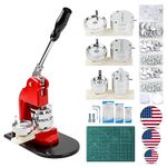 Happizza Button Maker Machine Multiple-Sizes - Button Pin Maker 1.25+2.25+3inch, Interchangeable Button-models Badge Button Press Machine with 300 Sets Button Maker Supplies &Circle Cutter&Cutting Mat