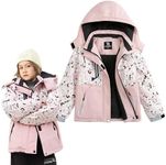 Simplee Kids Girls Waterproof Ski Snow Jacket Fleece Raincoat Colorful Winter Coat Warm Hooded, B-b-leopard Print, 6-7 Years