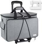 JJRING Rolling Sewing Machine Case with Wheels, Detachable Sewing Storage and Transport Tote, Trolley Tote Bag for Most Standard Machines and Painting Accessories