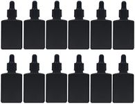 PimyRcyi Glass Bottle for Essential Oils,1 oz Small Empty Drop Bottle, 30ml Square Essence Glass Lab Dropping Serum Container (Matte black,12PCS)