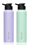 CASPIAN /// Hike Stainless Steel Sipper Water Bottle (Purple & L Green, 1 Litre, Set of 2)| Leak Proof Thunder for Fridge Home Office Travel School Kids Boys Girls Adults Sports Gym Yoga