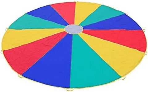 Ereslindo 16ft Play Parachute for Kids, Rainbow Parachute Toy, Party Game Parachute with Handles for Kids Children Gymnastics Cooperative Play Outdoor Games Playground Activities